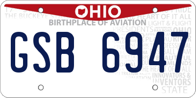 OH license plate GSB6947