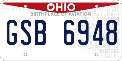 OH license plate GSB6948