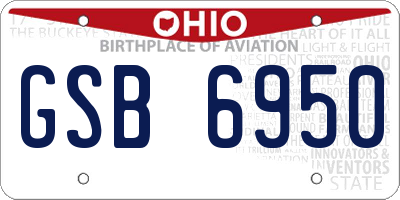 OH license plate GSB6950