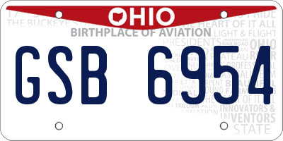 OH license plate GSB6954