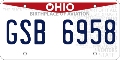 OH license plate GSB6958