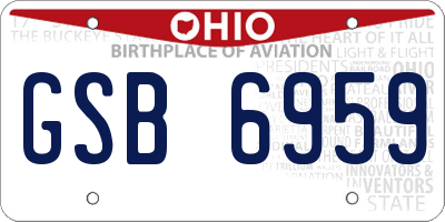 OH license plate GSB6959