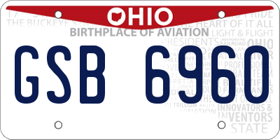 OH license plate GSB6960