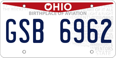 OH license plate GSB6962