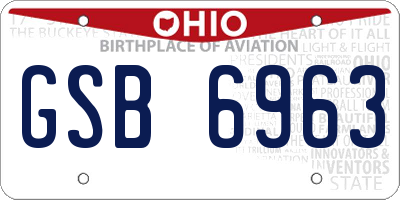 OH license plate GSB6963