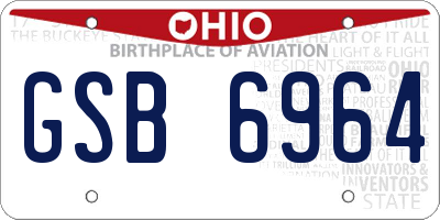 OH license plate GSB6964