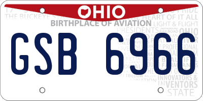 OH license plate GSB6966