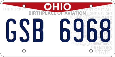 OH license plate GSB6968