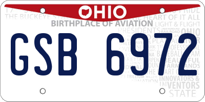 OH license plate GSB6972