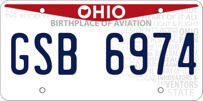 OH license plate GSB6974