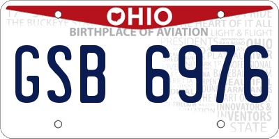 OH license plate GSB6976