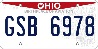 OH license plate GSB6978