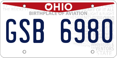 OH license plate GSB6980