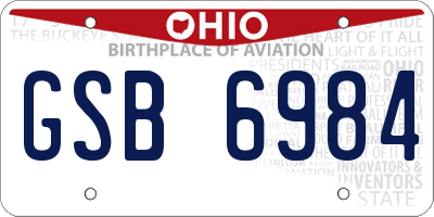 OH license plate GSB6984