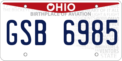 OH license plate GSB6985