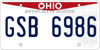 OH license plate GSB6986