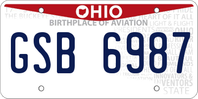 OH license plate GSB6987