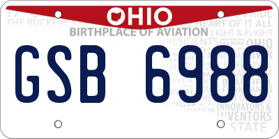 OH license plate GSB6988