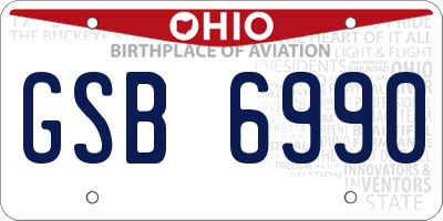 OH license plate GSB6990