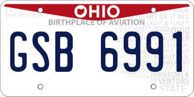 OH license plate GSB6991