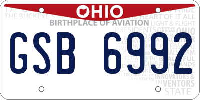 OH license plate GSB6992