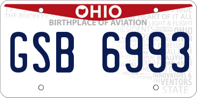 OH license plate GSB6993