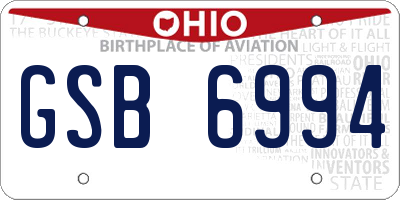 OH license plate GSB6994