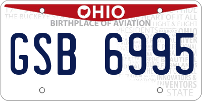 OH license plate GSB6995