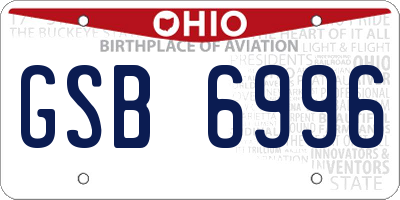 OH license plate GSB6996