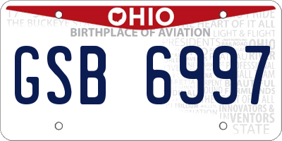 OH license plate GSB6997