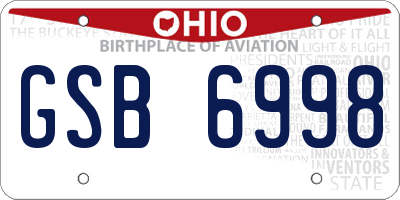 OH license plate GSB6998