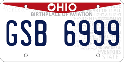 OH license plate GSB6999