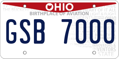 OH license plate GSB7000