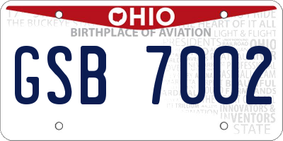 OH license plate GSB7002