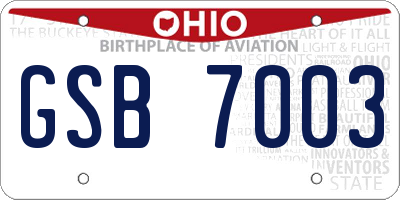 OH license plate GSB7003