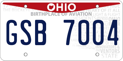 OH license plate GSB7004