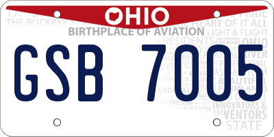 OH license plate GSB7005