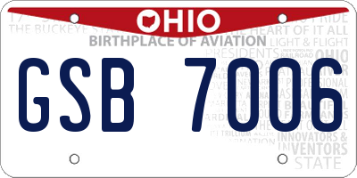 OH license plate GSB7006