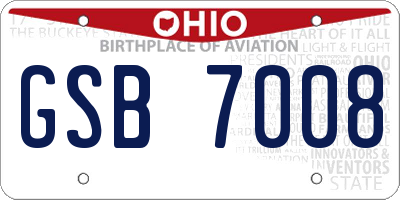 OH license plate GSB7008