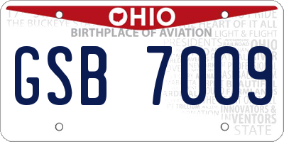 OH license plate GSB7009