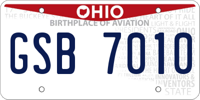 OH license plate GSB7010