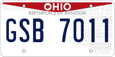 OH license plate GSB7011