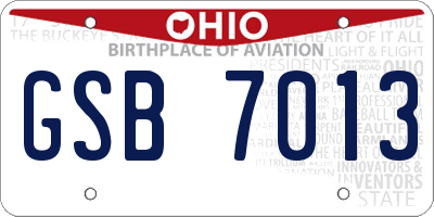 OH license plate GSB7013