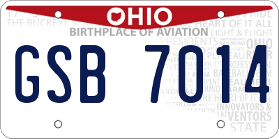 OH license plate GSB7014