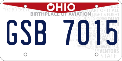 OH license plate GSB7015