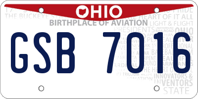 OH license plate GSB7016