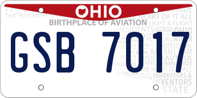 OH license plate GSB7017