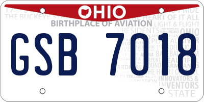 OH license plate GSB7018