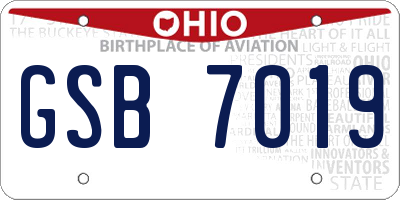 OH license plate GSB7019