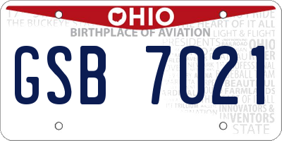 OH license plate GSB7021